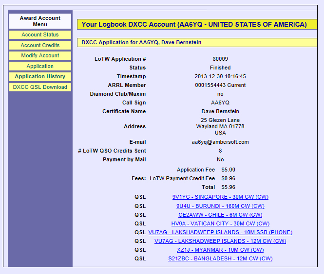 DXCC Logbook of the World LoTW Help Pages