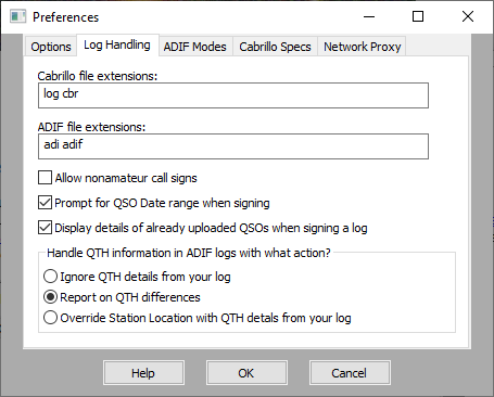 TQSL Log Handling Preferences